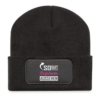 So gut kann nur eine Busfahrerin aussehen - Recycelte Patch Beanie - Dunkelgrau - Vorne