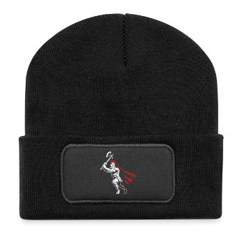 Spartan Warrior Axe Maskottchen Spartan Axeman - Recycelte Patch Beanie - Schwarz - Vorne