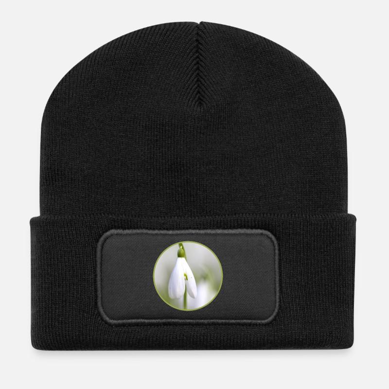 Perce-neige fleur blanche Fleur blanche Éclosion précoce - Beanie recyclé à patch - noir
