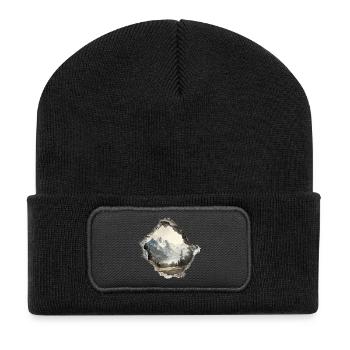 Hiking in the mountains - Recycled Patch Beanie - black - Front