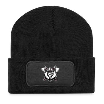 Wikinger-Axtmeister Krieger-Kreuzfahrer-Axt-Maskottchen - Recycelte Patch Beanie - Schwarz - Vorne