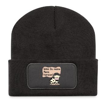 Hochzeit Mama Heiraten - Recycelte Patch Beanie - Dunkelgrau - Vorne