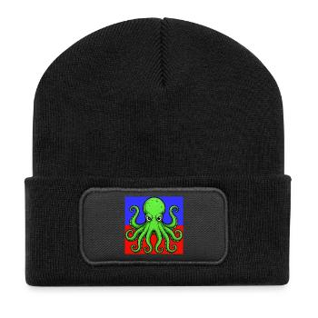 Krake - Recycelte Patch Beanie - Schwarz - Vorne