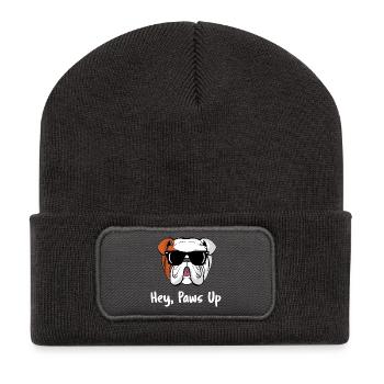 Hey Paws Up English Bulldog Lunettes de soleil cool - Beanie recyclé à patch - charbon - Devant