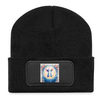 Blue mice in love - Recycled Patch Beanie - black - Front
