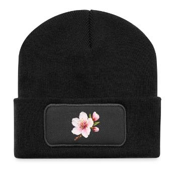 Fleurs d’amandier, fleur rose de printemps, fleur de printemps - Beanie recyclé à patch - noir - Devant