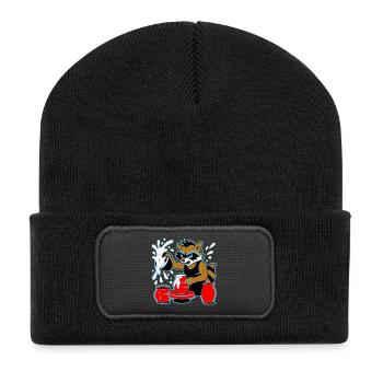 Waschbär-Keramik-Spritzer - Recycelte Patch Beanie - Schwarz - Vorne