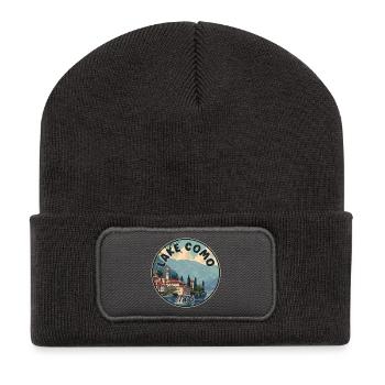 Entdecken Sie majestätische Aussicht auf den Comer See in Italien - Recycelte Patch Beanie - Dunkelgrau - Vorne