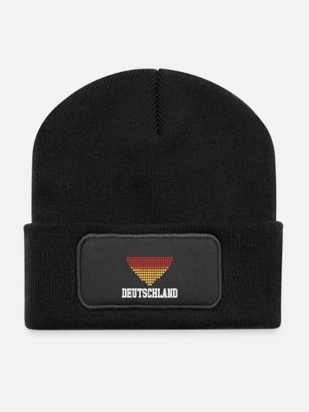 Deutschland Herz Farbverlauf - Recycelte Patch Beanie - Schwarz