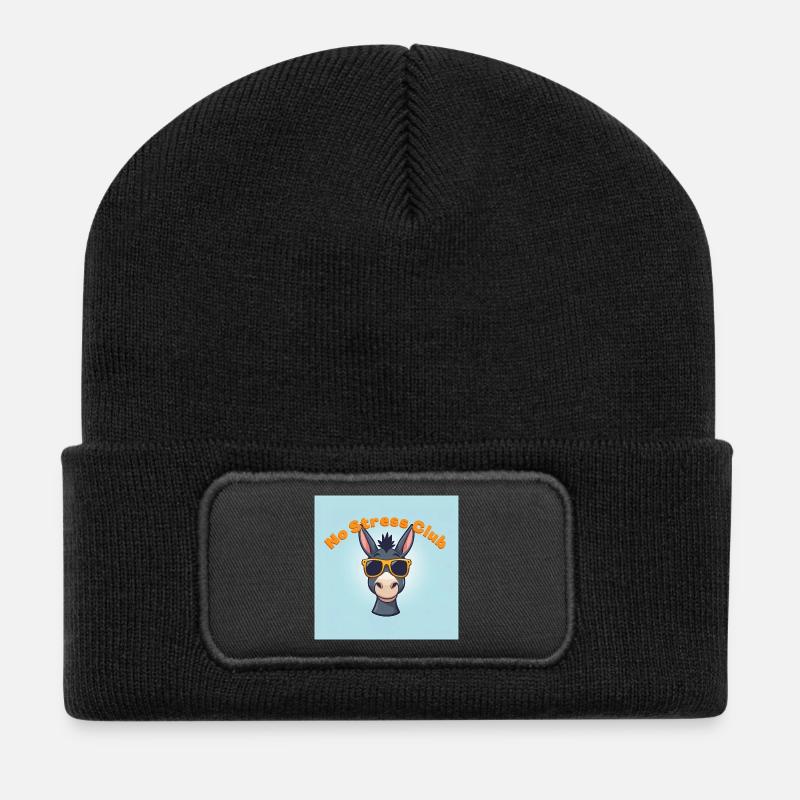 No Stress Club Donkey - Recycled Patch Beanie - black