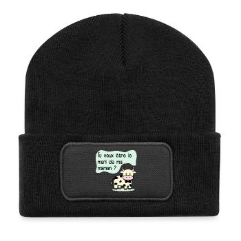 Proposition de Mariage Maman - Beanie recyclé à patch - noir - Devant