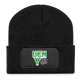 Generation Y, gen Y , Millennials Shirt, Hoodie - Recycelte Patch Beanie - Schwarz - Vorne