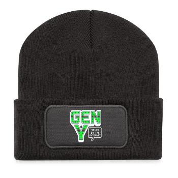 Generation Y, gen Y , Millennials Shirt, Hoodie - Recycelte Patch Beanie - Dunkelgrau - Vorne