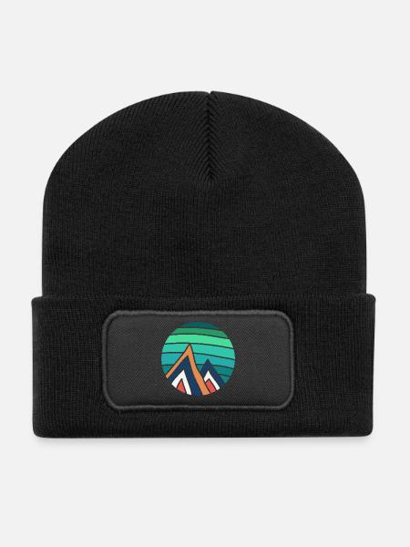 Turquoise Circle Mountains - Recycled Patch Beanie - black