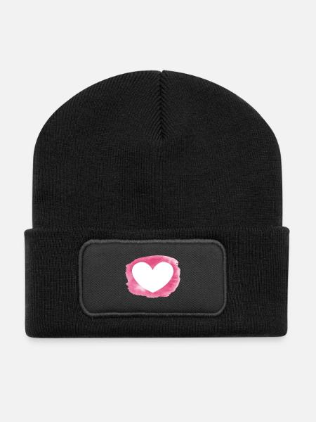 Heart - personalizable - Recycled Patch Beanie - black