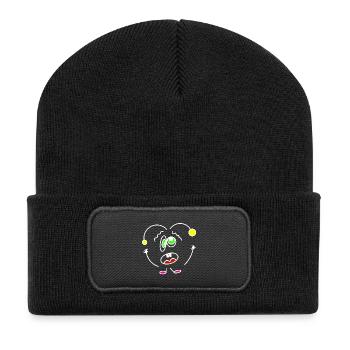 Crazy-Heartbeat - Recycelte Patch Beanie - Schwarz - Vorne