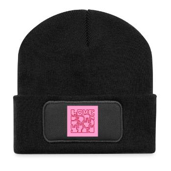 LOVE - Langue des signes I love you Rose Rouge - Beanie recyclé à patch - noir - Devant