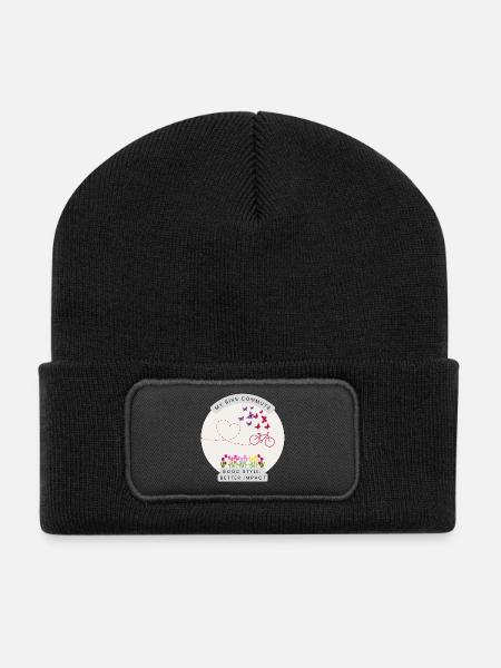 Bicycle Commuter Shirt Floral Butterfly Bicycle - Recycled Patch Beanie - black