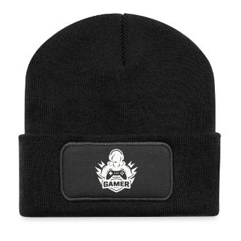gamer_logo - Beanie recyclé à patch - noir - Devant