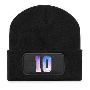 Ausgabe 10 – 10-jähriges Jubiläumsgeschenk - Recycelte Patch Beanie - Schwarz - Vorne