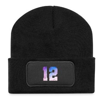 Ausgabe 12 – 12. Jubiläumsgeschenk - Recycelte Patch Beanie - Schwarz - Vorne