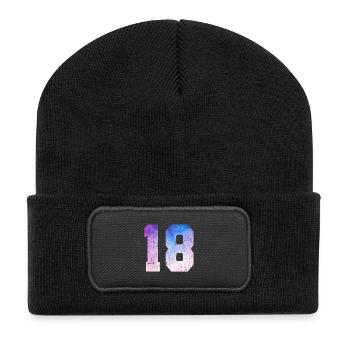 Issue 18 – 18th Birthday Gift - Recycled Patch Beanie - black - Front