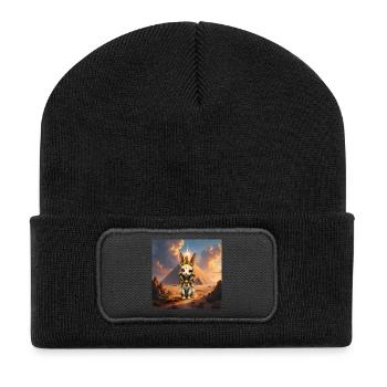 Ägyptisches Kaninchen in der Pyramide - Recycelte Patch Beanie - Schwarz - Vorne