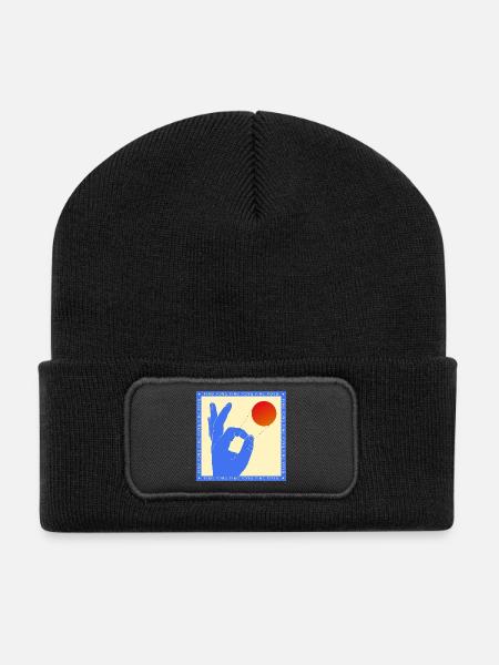 Retro-Pop-Art-Tischtennis-Flick-Grafik - Recycelte Patch Beanie - Schwarz
