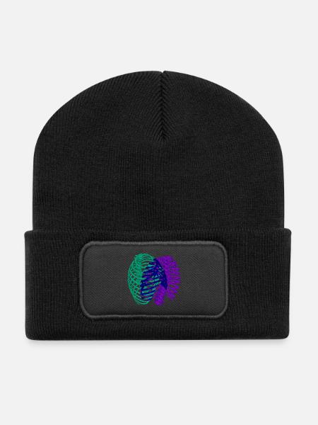 Dual chromatic ribcage - Recycled Patch Beanie - black