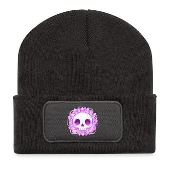 Kristallskull mit Kristallen - Recycelte Patch Beanie - Dunkelgrau - Vorne