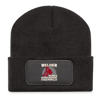Schweißer Humor Masken Vorher Beliebt - Recycelte Patch Beanie - Dunkelgrau - Vorne