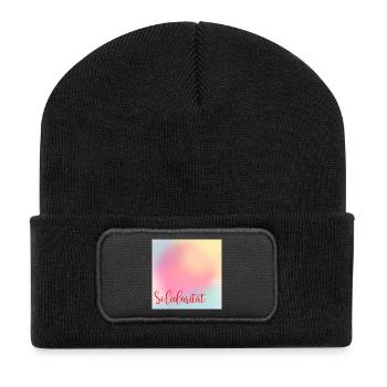 Werte Solidarität - Recycelte Patch Beanie - Schwarz - Vorne