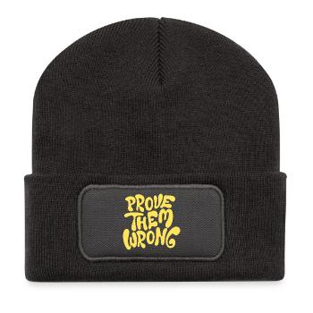 Prove Them Wrong Bold Motivational Quote - Recycelte Patch Beanie - Dunkelgrau - Vorne