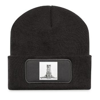 Coole Katze Yoga Spagat - Recycelte Patch Beanie - Dunkelgrau - Vorne
