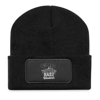 Harz Wanderer - Brocken und Berge - Recycelte Patch Beanie - Schwarz - Vorne