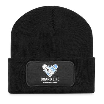 Board Life, Stylisches Skater Shirt, Hoodie, Bag - Recycelte Patch Beanie - Schwarz - Vorne