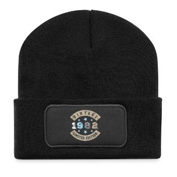 1982 44th Birthday - Recycled Patch Beanie - black - Front