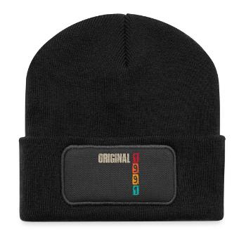 Vintage 1991 - Recycelte Patch Beanie - Schwarz - Vorne