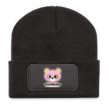 Neon Rebel Bear – Do Not Trust Me - Recycled Patch Beanie - dark grey - Front