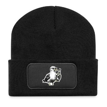 Möwe Bier Küste - Recycelte Patch Beanie - Schwarz - Vorne