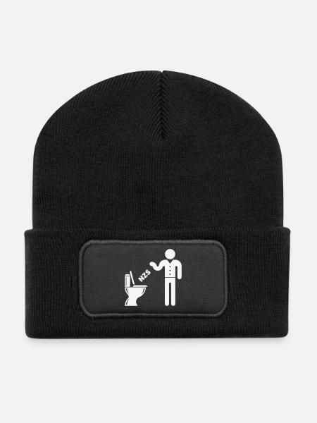 NZS In’s Klo, In Die Toilette! Gegen Rechts White - Recycelte Patch Beanie - Schwarz