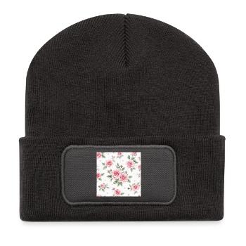 Motif Roses et Cœurs - Beanie recyclé à patch - charbon - Devant