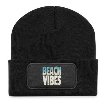 Beach Vibes - Tropical Ocean & Sand Texture - Recycled Patch Beanie - black - Front