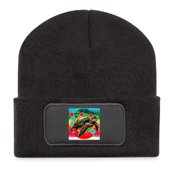 Schildkröte - Recycelte Patch Beanie - Dunkelgrau - Vorne