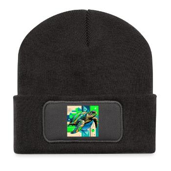 Schildkröte - Recycelte Patch Beanie - Dunkelgrau - Vorne