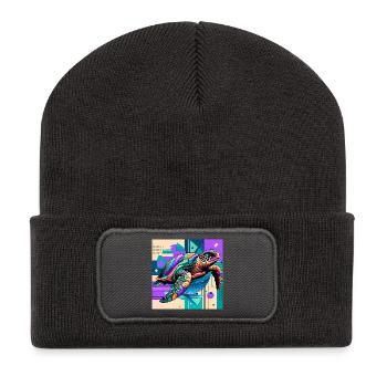 Schildkröte - Recycelte Patch Beanie - Dunkelgrau - Vorne
