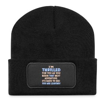 Auf Wiedersehen, Abschied von Job. - Recycelte Patch Beanie - Schwarz - Vorne