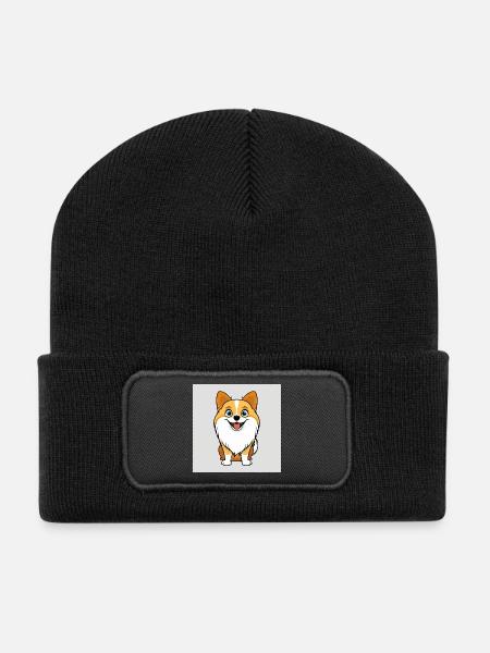 Dog Cartoon - Recycled Patch Beanie - black