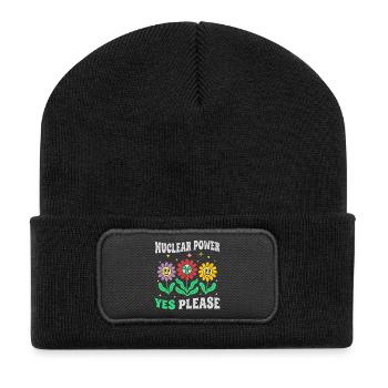 Atomkraft Ja Bitte mit Blumen retro - Recycelte Patch Beanie - Schwarz - Vorne