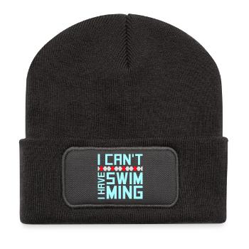 I Can't I Have Swimming Funny Swimmer Excuse - Recycled Patch Beanie - dark grey - Front